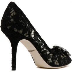 Dolce & Gabbana - Black Bow Embellished Lace Pumps - Dolce & Gabbana Exclusive Luxury Collection - Avvenice