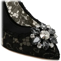 Dolce & Gabbana - Black Bow Embellished Lace Pumps - Dolce & Gabbana Exclusive Luxury Collection - Avvenice