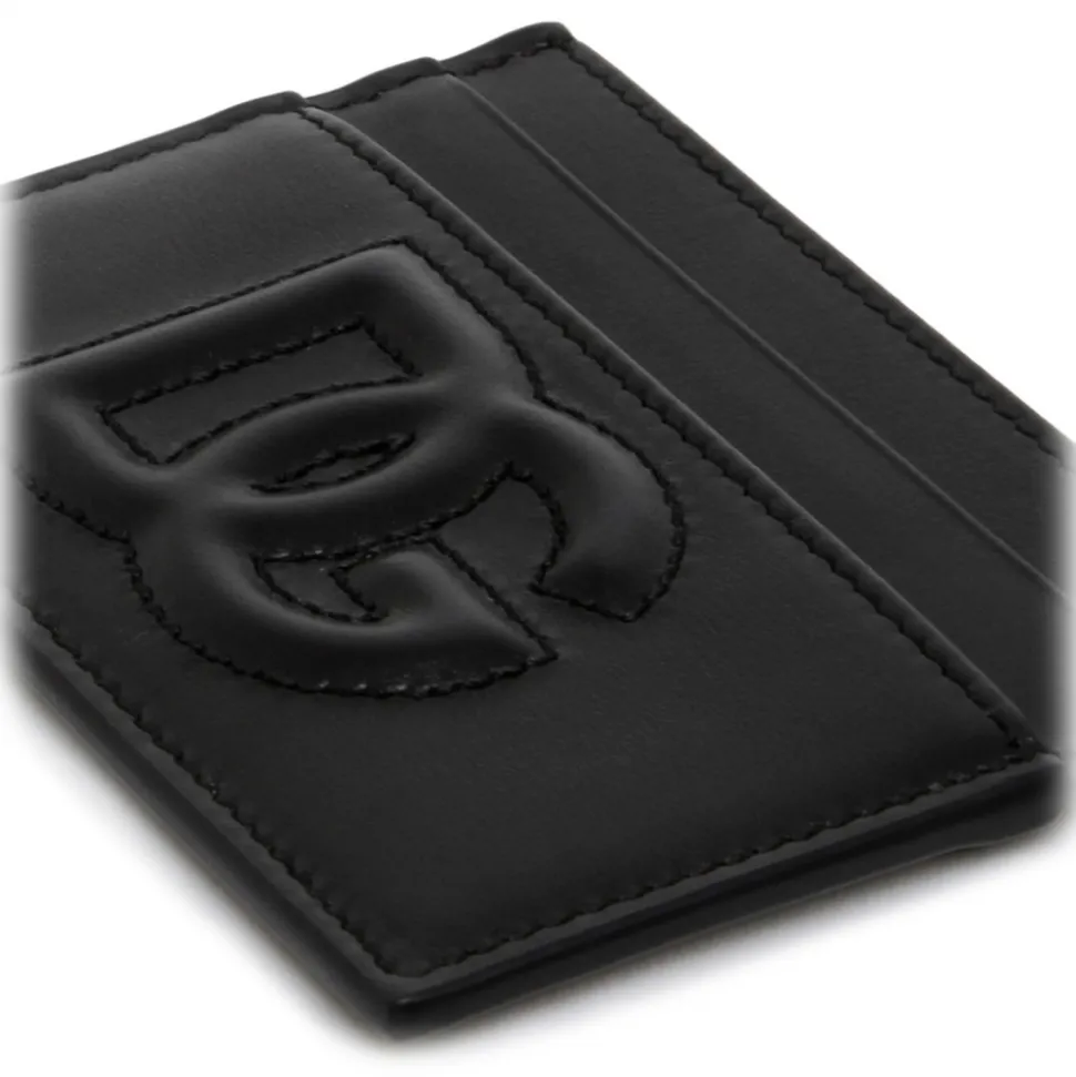 Dolce & Gabbana - Black Calf Leather Embossed Logo Cardholder - Dolce & Gabbana Exclusive Luxury Collection - Avvenice
