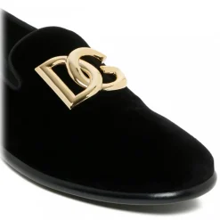 Dolce & Gabbana - Black Velvet Slippers - Dolce & Gabbana Exclusive Luxury Collection - Avvenice