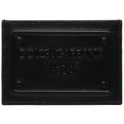 Dolce & Gabbana - Black Calf Leather Logo Plaque Cardholder - Dolce & Gabbana Exclusive Luxury Collection - Avvenice