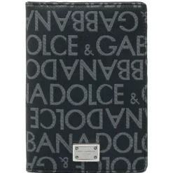 Dolce & Gabbana - Black Calf Leather Jacquard Logo Cardholder - Dolce & Gabbana Exclusive Luxury Collection - Avvenice