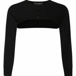 Dolce & Gabbana - Black Stretch Design Cropped Cardigan - Dolce & Gabbana Exclusive Luxury Collection - Avvenice