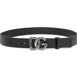 Dolce & Gabbana - Black Calf Leather DG Logo Buckle Belt - Dolce & Gabbana Exclusive Luxury Collection - Avvenice