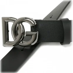Dolce & Gabbana - Black Calf Leather DG Logo Buckle Belt - Dolce & Gabbana Exclusive Luxury Collection - Avvenice