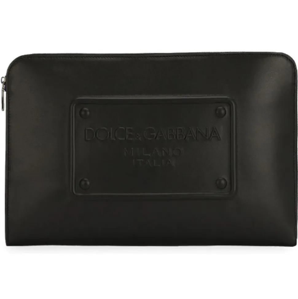 Dolce & Gabbana - Black Leather Pouch - Dolce & Gabbana Exclusive Luxury Collection - Avvenice