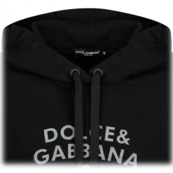 Dolce & Gabbana - Black Logo Lettering Jersey Hoodie - Dolce & Gabbana Exclusive Luxury Collection - Avvenice