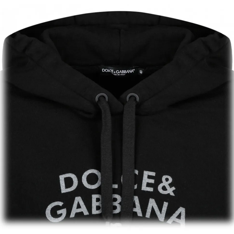 Dolce & Gabbana - Black Logo Lettering Jersey Hoodie - Dolce & Gabbana Exclusive Luxury Collection - Avvenice