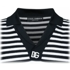 Dolce & Gabbana - Blue and White Striped Polo Shirt - Dolce & Gabbana Exclusive Luxury Collection - Avvenice