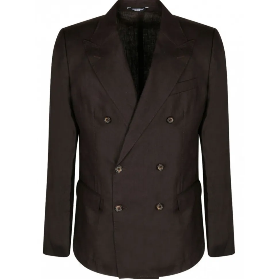 Dolce & Gabbana - Brown Linen Double Breasted Blazer - Dolce & Gabbana Exclusive Luxury Collection - Avvenice