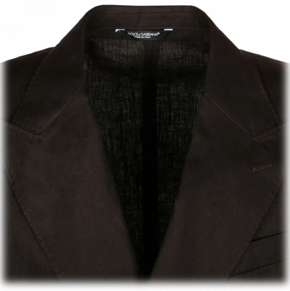 Dolce & Gabbana - Brown Linen Double Breasted Blazer - Dolce & Gabbana Exclusive Luxury Collection - Avvenice