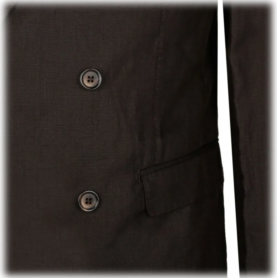 Dolce & Gabbana - Brown Linen Double Breasted Blazer - Dolce & Gabbana Exclusive Luxury Collection - Avvenice
