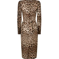Dolce & Gabbana - Brown Leopard Print Midi Dress - Dolce & Gabbana Exclusive Luxury Collection - Avvenice