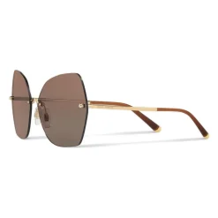 Dolce & Gabbana - Butterfly Sunglasses with Metallic Details - Gold Brown - Dolce & Gabbana Eyewear - Avvenice