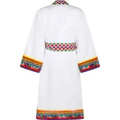 Dolce & Gabbana - Carretto Sciliano Printed Trim Bathrobe - Dolce & Gabbana Exclusive Luxury Collection - Avvenice