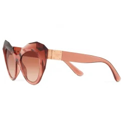 Dolce & Gabbana - Cat Eye Sunglasses Stones & Logo Plaque - Pink Mirror - Dolce & Gabbana Eyewear - Avvenice