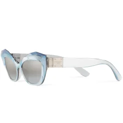 Dolce & Gabbana - Cat Eye Sunglasses Stones & Logo Plaque - Silver Mirror - Dolce & Gabbana Eyewear - Avvenice