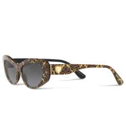 Dolce & Gabbana - Cat Eye Devotion Sunglasses - Damasco Glitter Black - Dolce & Gabbana Eyewear - Avvenice