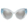 Dolce & Gabbana - Cat Eye Sunglasses Stones & Logo Plaque - Silver Mirror High - Dolce & Gabbana Eyewear - Avvenice