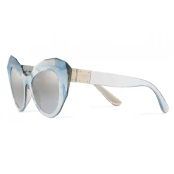 Dolce & Gabbana - Cat Eye Sunglasses Stones & Logo Plaque - Silver Mirror High - Dolce & Gabbana Eyewear - Avvenice