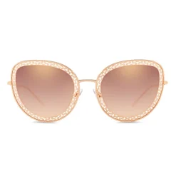 Dolce & Gabbana - Cat Eye Devotion Sunglasses with Lace - Rose Gold - Dolce & Gabbana Eyewear - Avvenice