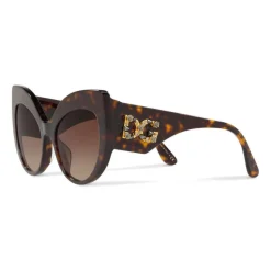 Dolce & Gabbana - Cat-Eye Sunglasses in Acetate with DG Logo - Havana - Dolce & Gabbana Eyewear - Avvenice