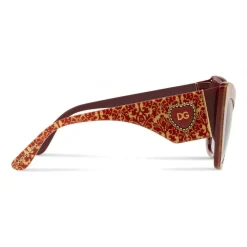 Dolce & Gabbana - Cat-Eye Acetate Sunglasses with "Sacred Heart" Decoration - Damasco Bordeaux Gold - Dolce & Gabbana Eyewear - Avvenice