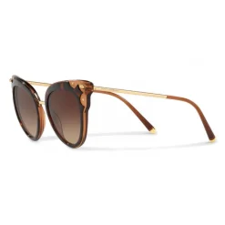 Dolce & Gabbana - Cat-Eye Sunglasses in Acetate with Metallic Details - Havana and Brown - Dolce & Gabbana Eyewear - Avvenice