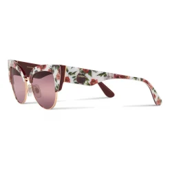 Dolce & Gabbana - Cat-Eye Sunglasses in Floral Print Acetate - Burgundy - Dolce & Gabbana Eyewear - Avvenice