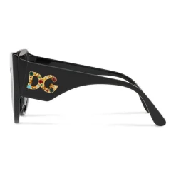 Dolce & Gabbana - Cat-Eye Sunglasses in Acetate with DG Logo - Black - Dolce & Gabbana Eyewear - Avvenice