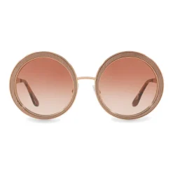 Dolce & Gabbana - Copper Silver Round Sunglasses - Polished Rose Gold - Dolce & Gabbana Eyewear - Avvenice