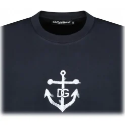 Dolce & Gabbana - Dark Blue Navy Print T-Shirt - Dolce & Gabbana Exclusive Luxury Collection - Avvenice