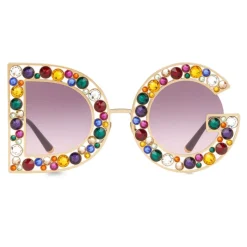 Dolce & Gabbana - DG Crystal Sunglasses - Gold - Dolce & Gabbana Eyewear - Avvenice