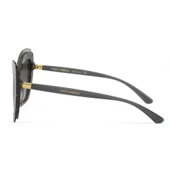 Dolce & Gabbana – Double Line Sunglasses - DG Gold Logo on Black Transparent - Dolce & Gabbana Eyewear - Avvenice