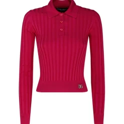 Dolce & Gabbana - Fuchsia Silk Cropped Polo Shirt - Dolce & Gabbana Exclusive Luxury Collection - Avvenice