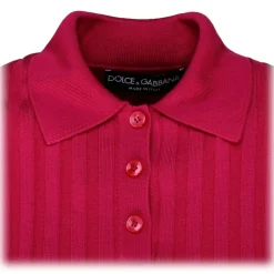 Dolce & Gabbana - Fuchsia Silk Cropped Polo Shirt - Dolce & Gabbana Exclusive Luxury Collection - Avvenice