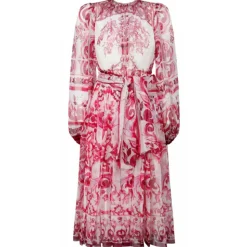 Dolce & Gabbana - Fucsia Maiolica Print Chiffon Dress - Dolce & Gabbana Exclusive Luxury Collection - Avvenice