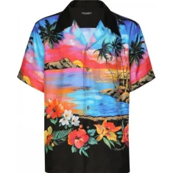Dolce & Gabbana - Hawaii Silk Graphic Print Short Sleeve Shirt - Dolce & Gabbana Exclusive Luxury Collection - Avvenice