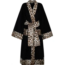 Dolce & Gabbana - Leopard Print Trim Bathrobe - Dolce & Gabbana Exclusive Luxury Collection - Avvenice