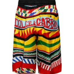 Dolce & Gabbana - Multicolour Silk Carreto Print Bermuda Shorts - Dolce & Gabbana Exclusive Luxury Collection - Avvenice