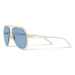 Dolce & Gabbana - Pilot Sunglasses with Metallic Profile - Shiny Light Gold Blue - Dolce & Gabbana Eyewear - Avvenice