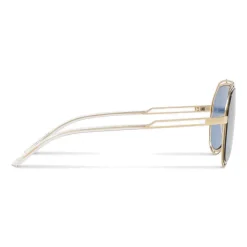 Dolce & Gabbana - Pilot Sunglasses with Metallic Profile - Shiny Light Gold Blue - Dolce & Gabbana Eyewear - Avvenice