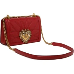 Dolce & Gabbana - Red Calf Leather Medium Devotion Shoulder Bag - Dolce & Gabbana Exclusive Luxury Collection - Avvenice