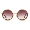 Dolce & Gabbana - Round Sunglasses with "Sacred Heart" Metal Profile - Gold Bordeaux - Dolce & Gabbana Eyewear - Avvenice