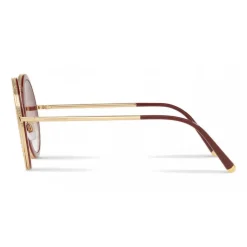 Dolce & Gabbana - Round Sunglasses with "Sacred Heart" Metal Profile - Gold Bordeaux - Dolce & Gabbana Eyewear - Avvenice