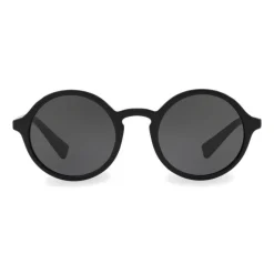 Dolce & Gabbana - Round Acetate Sunglasses with Key Bridge - Black - Dolce & Gabbana Eyewear - Avvenice