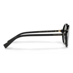Dolce & Gabbana - Round Acetate Sunglasses with Key Bridge - Black - Dolce & Gabbana Eyewear - Avvenice