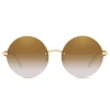 Dolce & Gabbana - Round Sunglasses Plaque Logo - Gold - Dolce & Gabbana Eyewear - Avvenice