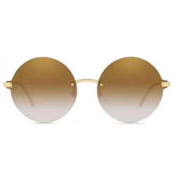 Dolce & Gabbana - Round Sunglasses Plaque Logo - Gold - Dolce & Gabbana Eyewear - Avvenice