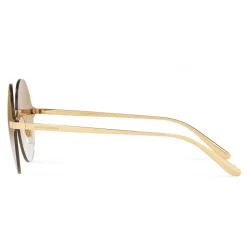 Dolce & Gabbana - Round Sunglasses Plaque Logo - Gold - Dolce & Gabbana Eyewear - Avvenice